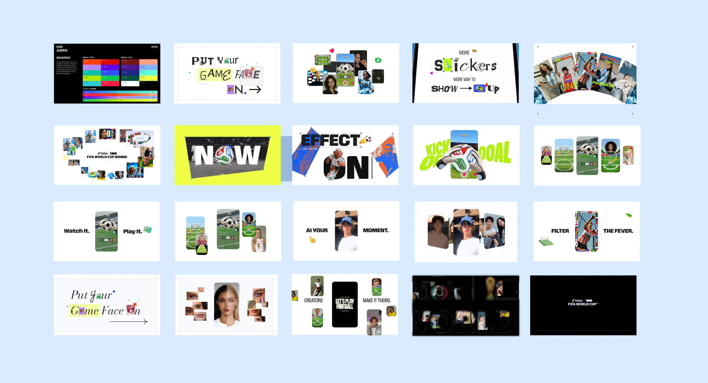 FIFA showcase style frame iteration 02 refining the editorial grid, color system, creator imagery, and transitions