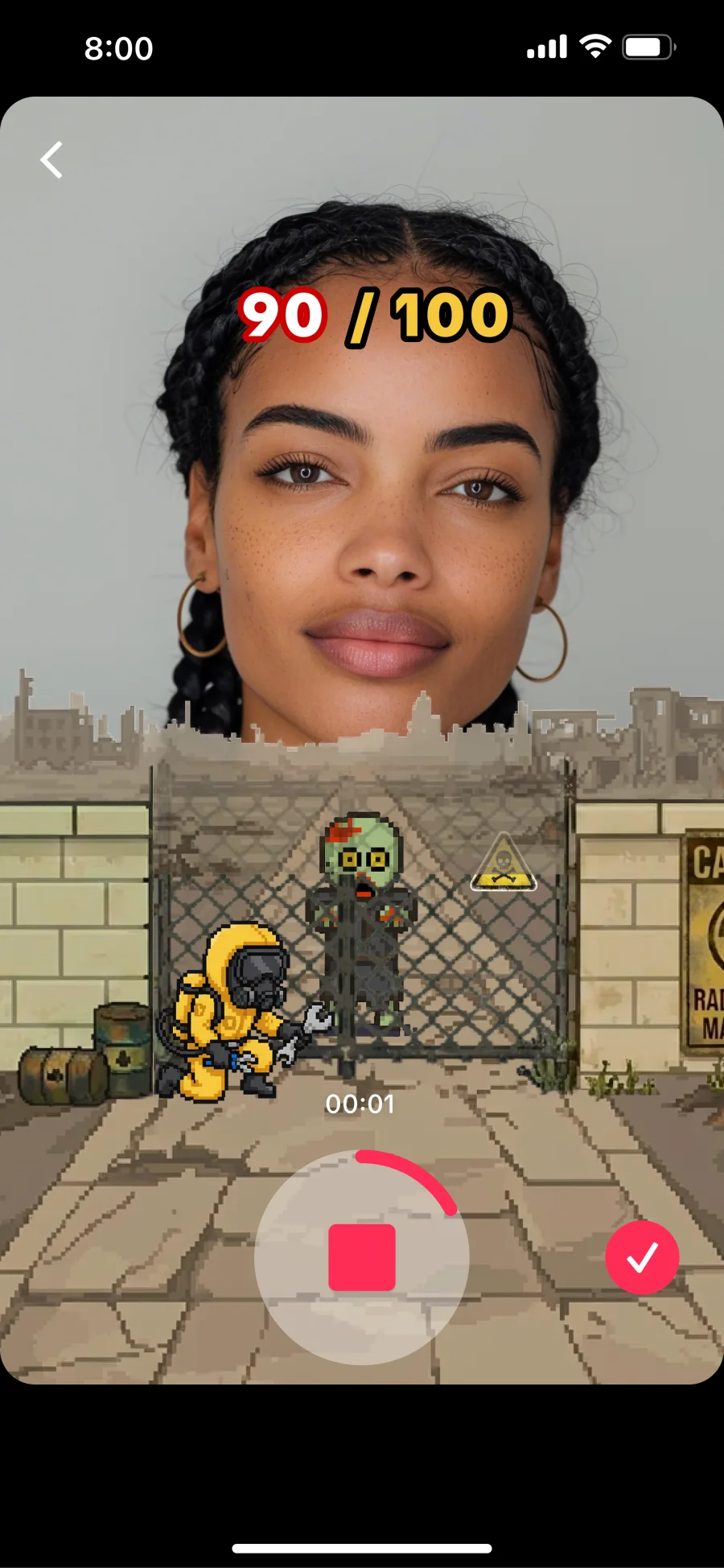 Tap to Escape active play screen with repair score and closed gate